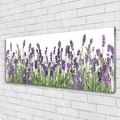 Glass Wall Art Flowers floral purple