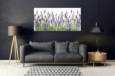 Glass Wall Art Flowers floral purple