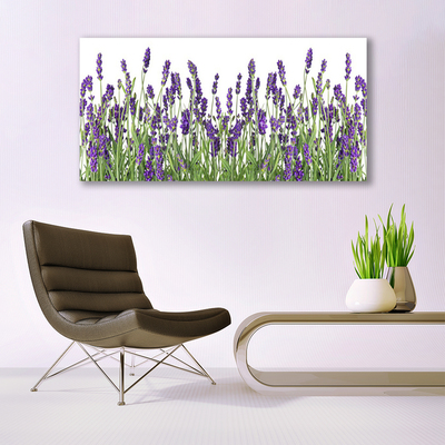 Glass Wall Art Flowers floral purple