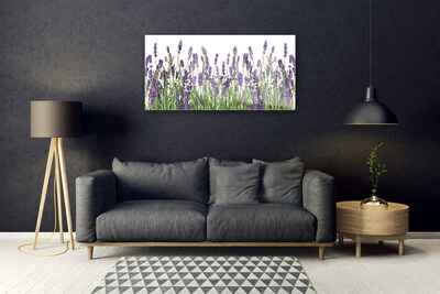 Glass Wall Art Flowers floral purple