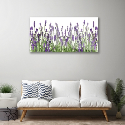 Glass Wall Art Flowers floral purple