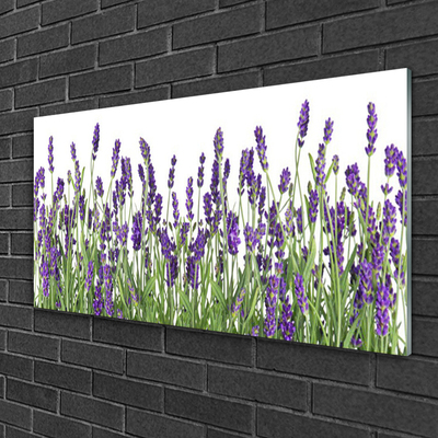 Glass Wall Art Flowers floral purple