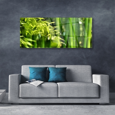 Glass Wall Art Bamboo leaves floral green