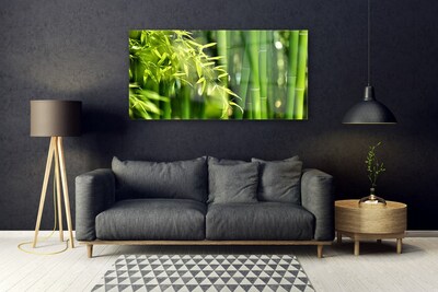 Glass Wall Art Bamboo leaves floral green