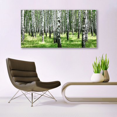 Glass Wall Art Forest nature black white green