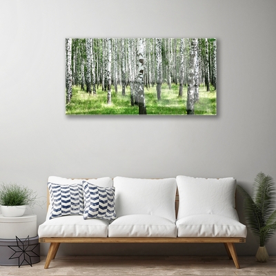 Glass Wall Art Forest nature black white green