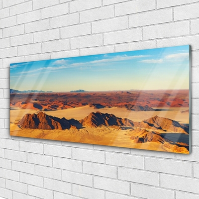 Glass Wall Art Desert landscape brown yellow