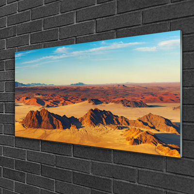 Glass Wall Art Desert landscape brown yellow