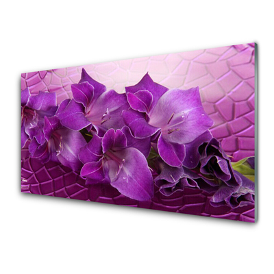 Glass Wall Art Flowers floral pink