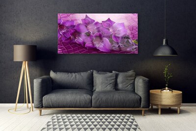 Glass Wall Art Flowers floral pink