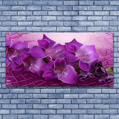 Glass Wall Art Flowers floral pink