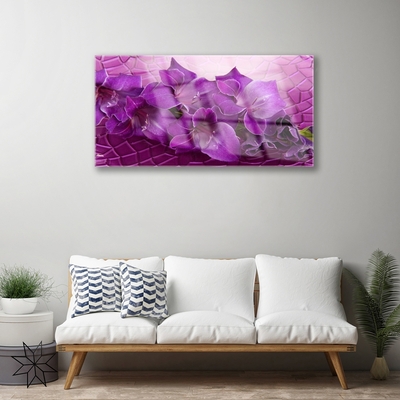 Glass Wall Art Flowers floral pink