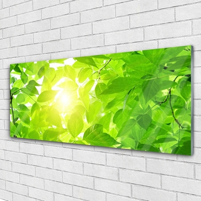 Glass Wall Art Leaves floral green