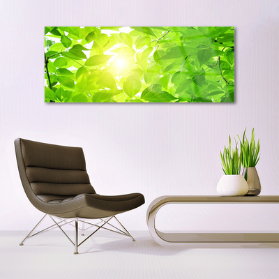 Glass Wall Art Leaves floral green