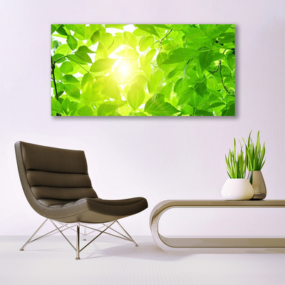 Glass Wall Art Leaves floral green