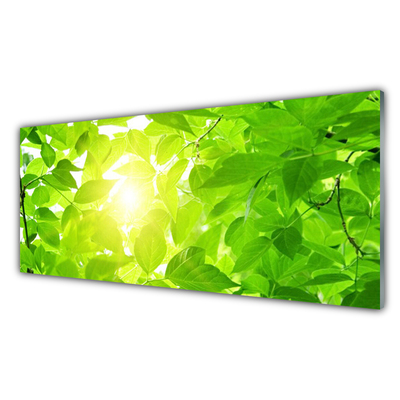 Glass Wall Art Leaves floral green