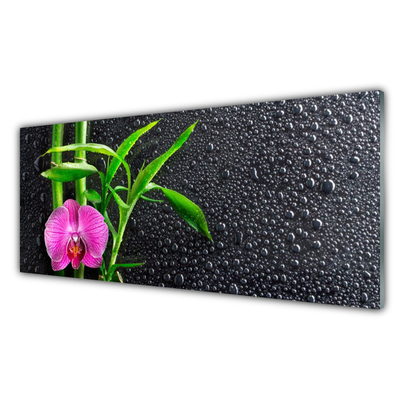 Glass Wall Art Bamboo tube flower floral pink green