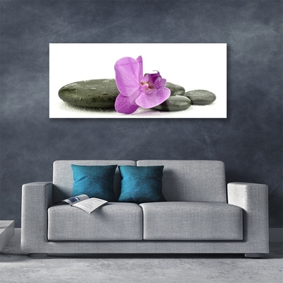 Glass Wall Art Flower stones art pink black