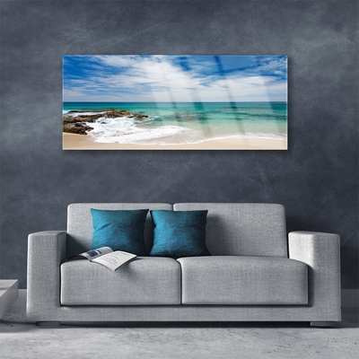 Tulup Print on Glass Wall art 125x50 Picture Image Sea Landscape 