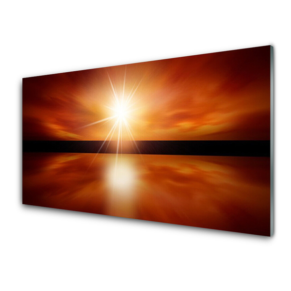 Glass Wall Art Sun landscape yellow