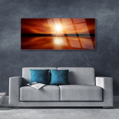 Glass Wall Art Sun landscape yellow