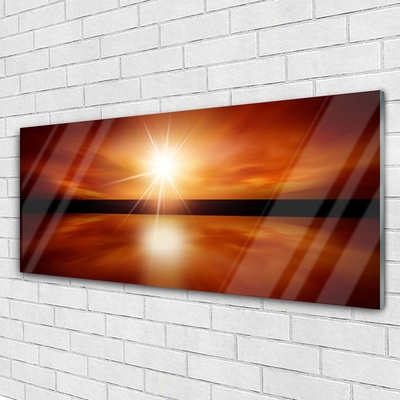 Glass Wall Art Sun landscape yellow