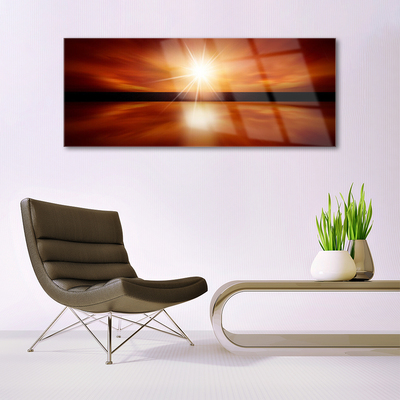 Glass Wall Art Sun landscape yellow