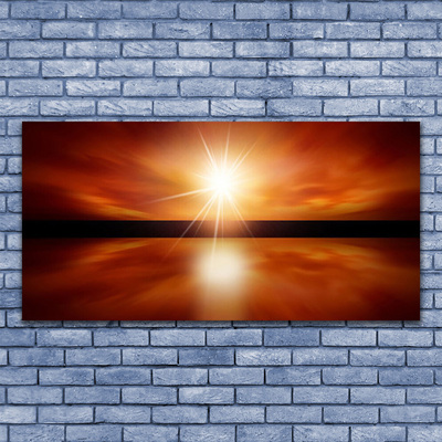 Glass Wall Art Sun landscape yellow