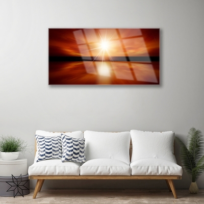 Glass Wall Art Sun landscape yellow