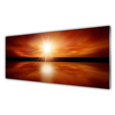 Glass Wall Art Sun landscape yellow