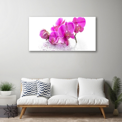 Glass Wall Art Flowers floral pink