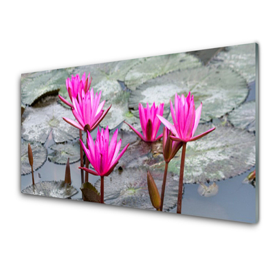 Glass Wall Art Flowers floral red