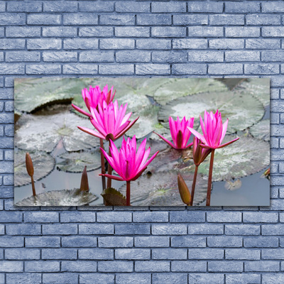 Glass Wall Art Flowers floral red