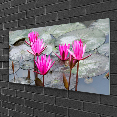 Glass Wall Art Flowers floral red