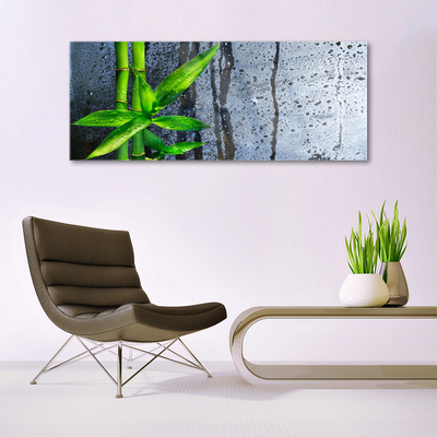 Glass Wall Art Bamboo stalks floral green