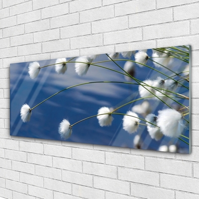 Glass Wall Art Flowers floral white