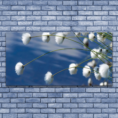 Glass Wall Art Flowers floral white