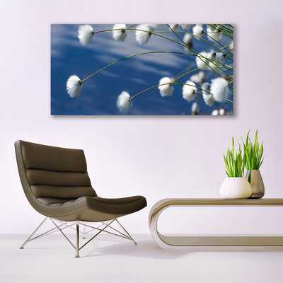 Glass Wall Art Flowers floral white