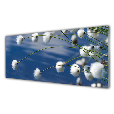 Glass Wall Art Flowers floral white