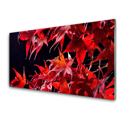 Glass Wall Art Leaves floral orange