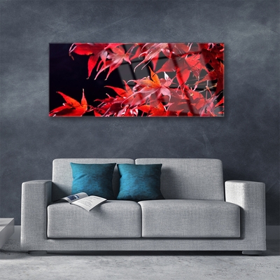 Glass Wall Art Leaves floral orange