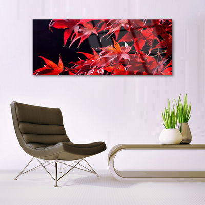 Glass Wall Art Leaves floral orange