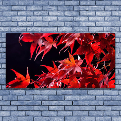 Glass Wall Art Leaves floral orange