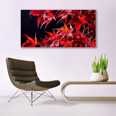 Glass Wall Art Leaves floral orange