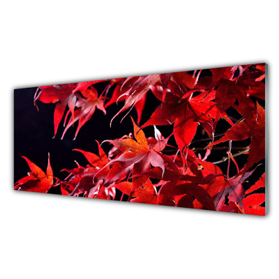 Glass Wall Art Leaves floral orange