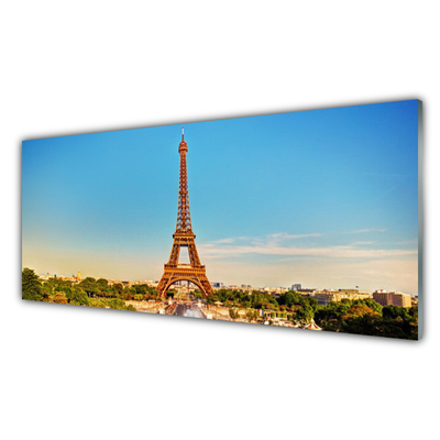 Glass Wall Art Eiffel tower paris architecture brown