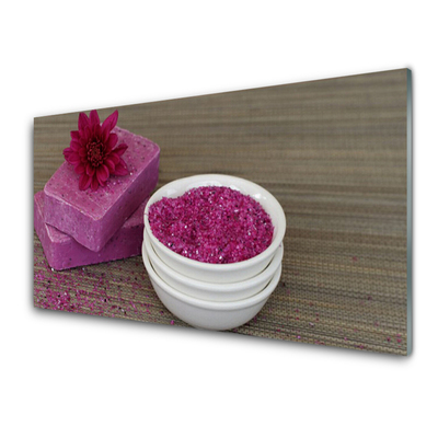 Glass Wall Art Sand soaps art pink