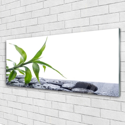 Glass Wall Art Leaf floral green