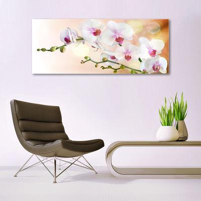 Glass Wall Art Flowers floral white pink