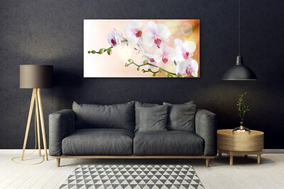 Glass Wall Art Flowers floral white pink